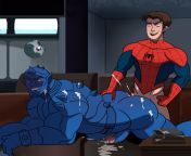 Peter Parker cums all over A-Bomb and puts it back inside his asshole, HOT SPIDERMAN MASK OFF from taboo stepson cums accidentally inside his