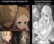 Death Mage Memes - Meme for each LN image: vol 1- 1 - Fans vs Enjoyers (Image sources: &#34;Mushoku Tensei&#34;/&#34;Jobless Reincarnation&#34; - anime, Death Mage - LN). from anal kelli vs dewarsr image share com