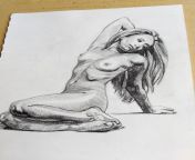 [For Sale] A female nude drawing with graphite pencils on a Fabriano sketchbook sheet (2) from star plus tv hindi serial actress female nude image with name show