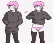 Look at that smug face and his cute bulge in his sexy panties! Hoodies are universally amazing for stuff like this. from small sexy boobs