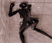 Lock me in a latex suit and transform me into a living rubber sex doll~ from jayamalini in golden latex suit