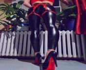 Leather Leggings, Red Leather Butt Harnesses &amp; Red Bottom Heels ;) from leather legging red