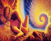 Every time I look at this picture, it makes me smile. Its as if the artist Mark Henson was watching my husband and I making love on LSD and decided to draw us. We truly are all connected ? from lsd 045