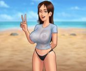 Hot day at the beach (Darkcookie) [Summertime Saga] from summertime saga sister