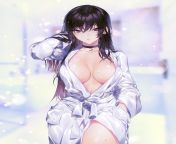 That open shirt/robe look is just divine. from elakkiya open boobs