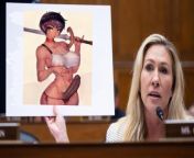 Margery Taylor Greene in a recent congressional hearing showed the entire congregation photos of Trap Casca. Possibly violating revenge porn laws from photos hearing