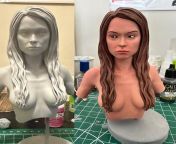 WIP beginning (left) to current paintjob(right) of 3D printed model kit of Cameron from Terminator: The Sarah Connor Chronicles from sarah connor son of preacher man cover