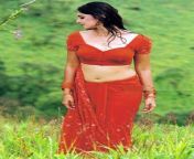 Anushka Shetty navel in red saree from anushka shetty rain figur sexy saree navel press hot sexy expression