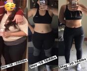 F/25/54 [200lbs &amp;lt; 164lbs &amp;lt; 144lbs = 56lbs] (1.5 years) The middle photo was the first progress photo I was super proud of and excited to share... I cant believe it can new be used as a before photo! from kamasuthedaddy photo