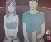LF Color Source: &#34;373&#34; 1boy, 1girl, animation/animated gif, bare arms, black hair, blue shirt, brown hair, choker, cinema/movie theater, cleavage, facing viewer, hair behind ear, hairclip, large breasts, long hair, midriff, parted bangs, popcorn,from 2garll 1boy