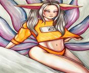 Nine-tailed fox X nine-tailed fox watercolour painting (by me) ? I think Ahri and Naruto would get along, do you? ? from skunk fu fox inflation collage by inflationvideo d4gjzue jpg