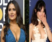 Which pair of celebrities do you fantasize about watching them having a lesbian sex scene? I would love to see Jenna Ortega sucking Salma Hayek&#39;s huge tits. from force movie sex scene