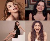 Lily James , Daisy Ridley , Anna Kendrick , Lily Collins - 1)Ass 2)Pussy 3)Mouth 4)Feet from lily collins sex