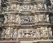 Erotic carvings on Khajuraho temples built between 885 AD and 1000 AD by the Chandela dynasty, Khajuraho, India. [3042 x 4032]. from koyel mollik xx india sannyleon x