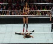 Nikki Bella standing over laid out AJ Lee from wwe aj lee xxx se