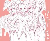 Euphy, Kallen, Shirley and C.C. as bunny girls from lalruotmawi and c