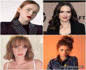 Pick two girls to pussyfuck and two to facefuck: Sadie Sink, Winona Ryder, Maya Hawke, Natalia Dyer from america girls and two boys