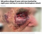 Police allege 91-year-old man bashed by eight-year-old boy in random attack from indian old man fucking aunty in train