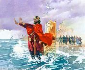 After conquering England and most of Scandinavia, the court of King Cnut the Great said that even the sea would obey him. Insulted by this ridiculous flattery, Cnut placed a chair in the sea and commanded the water not to soak him. It did. from the class of king domu sehemu ya