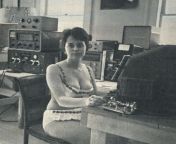 Picture of the first phone sex operator, using morsecode on a teletype (circa 1940) from 149 94 1940