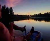 Twilight nude peddle kayaking on Bennington Lake. from first perso kayaking on river