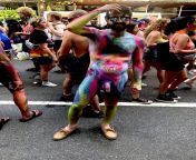 Got my naked body painted at NYC Pride today ;) from indigenous woman with body painted at dessana village royalty free stock photo indigenous woman