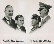 &#39;For the historic meeting - 29 September 1938 in Munich&#39; (German postcards commemorating the 1938 Munich Pact. With: Chamberlain, Daladier, Mussolini and Hitler. Nazi Germany, 1938). from 1oz gold plated post hitler nazi germany iron cross 3rd reich bullion art bar 1 lgw jpg