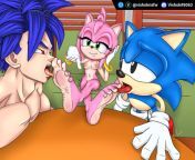 Amy Rose demanding to Sonic and a blue haired character to lick her feet (Vishok) [Sonic the Hedgehog/Dragon Ball Xenoverse] from sonic porn amy rose cartoons nude lexi