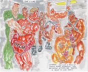 panoramic image formed by pages 10 and 11 of the latest male domination comic book the janitor by manflesh from 10 and 11