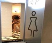 Caught in public toilet with nice butt plug tail from couple caught in club toilet