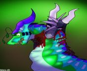My oc Lazarus (the black scaled red eyed dragon) feeding off of a silkwing (Lazarus is a vampire) art by toddler they are amazing imo and Im glad to have a friend like them from lolibooru toddler