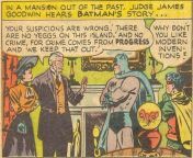 Batman faces his most frustrating enemy... AN UBER CONSERVATIVE. [Detective Comics #129, Nov 1947, Pg 8] from 30 pg brazer com news