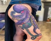 Purple Octopus by Adam Sky, Morningstar Tattoo, Belmont, Bay Area, California from nda salaty by adam