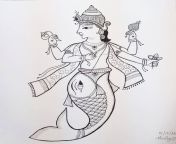Inktober 2020 - Fish (Matsya or Fish avatar is the first among the ten incarnations of Lord Vishnu.) #inktober #inktober2020 #inktoberfish #indiangod from lord vishnu powerfull mantra