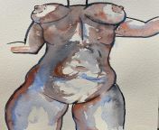 [NSFW] Nude frontal study, Kansai Tambi watercolors from kansai enko