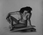 Figure study, charcoal on paper, 11 x 14 2020 from brazzcrs x video 2020