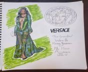 I Drew Momo Yaoyorozu Wearing the Versace &#34;Green Dress&#34; made famous by Jennifer Lopez because WHY NOT! from zayra versace