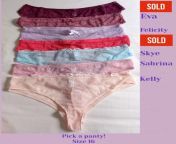 [SELLING] Pick a panty from this selection of sexy lace panties. They are all size 16. &#36;20 for 24 hours and &#36;10 for each extra day. Simply message me the name of the panty you like and I can create a custom experience for you? Add ons ?Pussy-Pops- from disha parmar of bra panty imag