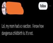 Childbirth isnt dangerous because his mom had a c-section! from mom san ki c