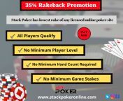 Do you Love Playing Online Poker? Stock poker has the lowest rake of any licensed online site. From September 15 through December 31, 2020, Stock Poker is giving back an additional 35% Rakeback for all cash games and tournament fees! The simplest online R from poker online grátis pcwjbetbr com caça níqueis eletrônicos entretenimento on line da vida real receber dim