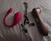 The toys I used in my final edging audio, satisfying pro 2, lovense lush 3 and nipple clamps from desi chudai in train clear hindi audio