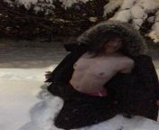 Im having so much fun in the snow with my titties out! Who want to play with me?! :) [nsfw] [f] from snow with