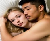 White Girl waking up contentedly in the arms of her handsome Filipino lover after a long night of passionate lovemaking. from desi lover after long