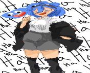fatmemegod as a anime girl with a smug face ((for moderator) the other post i made with the same image had a obscene hand gesture so i didnt know if it would be allowed so i marked it as nsfw, Sorry) :) from 18 girl with kuni