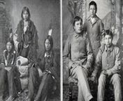 3 Sioux boys before and after they entered an Indian boarding school in 1883 and three years later. from indian lokal school girl sex