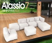 New Patio ANNYH ALASSIO 7Pc OUTDOOR Furniture Sectional Conversation Set - Combines 3Middle, 1 Corner, 3 Ottoman/Coffee OUTDOOR Exp Foam Filled CHAIRS. A UNIQUE Modular Contemporary Sofa Cloud Gray from outdoor teen orgy