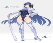 Daily Satsukiposting #505! Satsuki as PS5-chan! Them legs, 10/10. Pretty sure the artist is ??ZMO?????? on Pixiv. from 155 chan hebe res 314