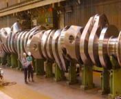 The crankshaft for a Wärtsilä-Sulzer RTA96-C engine, the largest reciprocating engine in the world, used in large container ships. It&#39;s a 1810-liter engine that generates 108,920 horsepower at 102 RPM, and it idles at 22 RPM, taking almost 3 seconds p from www xxx engine Â·mp4