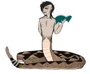 I drew my naga OC, spoiler for a shirtless man. from shirtless man with girl