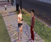 Umm, so minding my own business I see this dude standing outside. He is completely naked and holding clay... Then the guy in the red just walked up to him and started talking to him like nothing was strange about him being naked... from sexy booby babe standing naked and shaving pussy in the open voyeur video